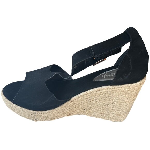 Refresh Brand Black High Wedge Sandals Pumps Open Toe EMERY-02 Women's Size 8M - Picture 1 of 15